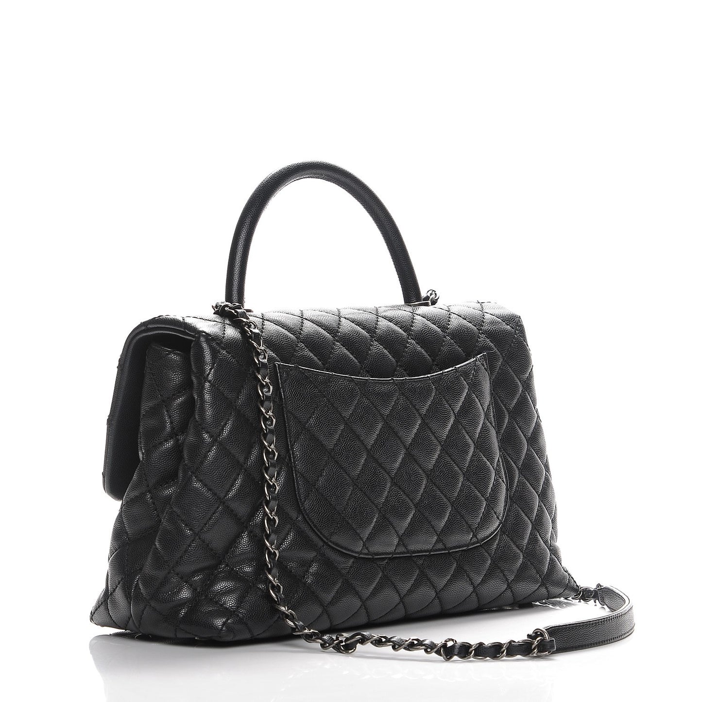 Caviar Quilted Medium Coco Handle Flap Black