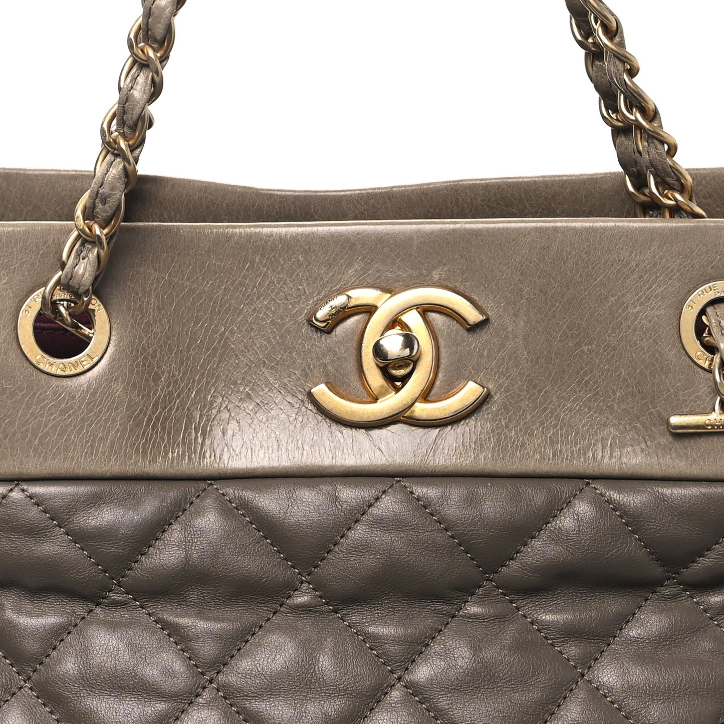 Calfskin Quilted Large Soft Elegance Tote Beige