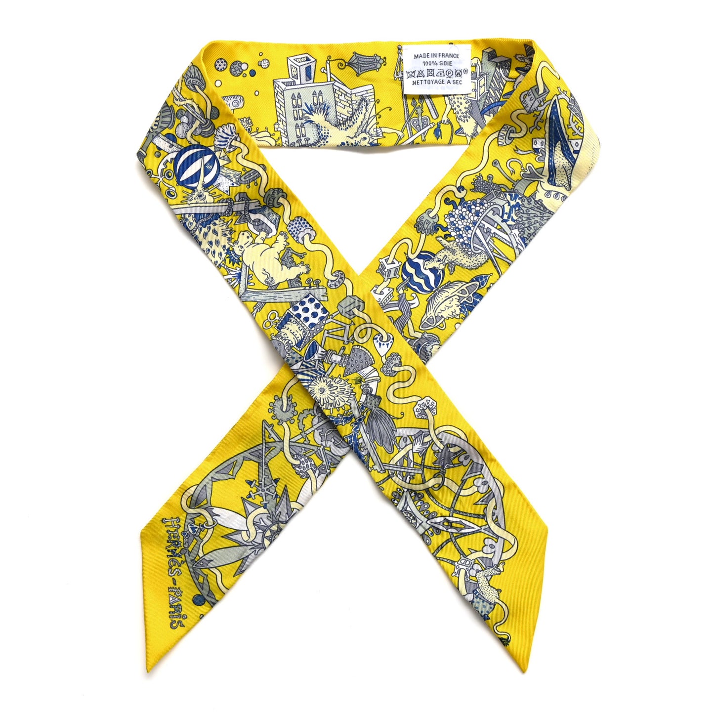 Silk La Folle Parade Twilly Jaune Vif Bleu Gris