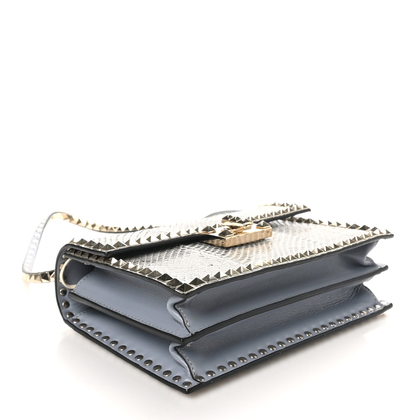 Snakeskin Rockstud No Limit Shoulder Bag Blue Multicolor
