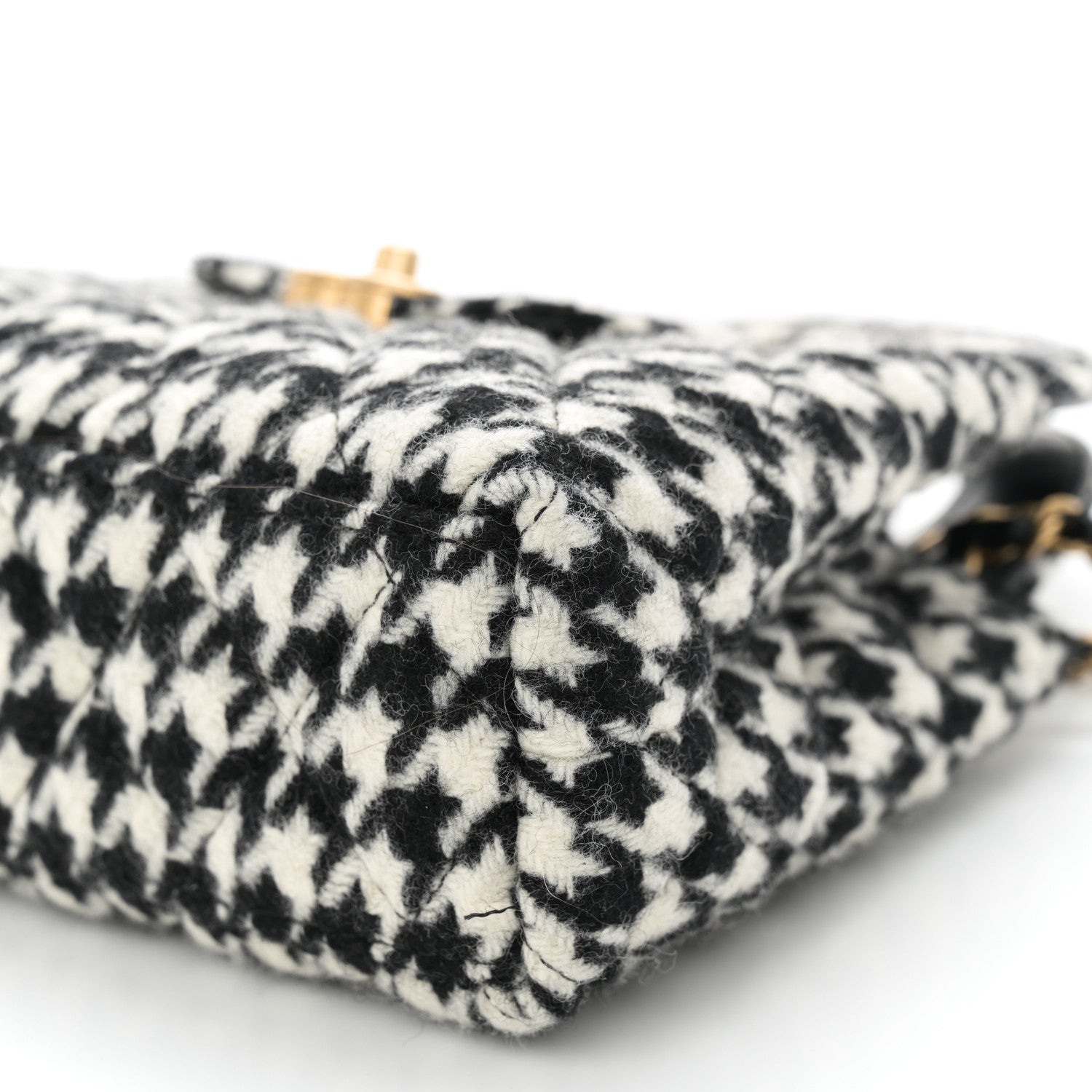 Chanel Tweed Houndstooth Quilted Nano Kelly Shopper Black White 10 of 11
