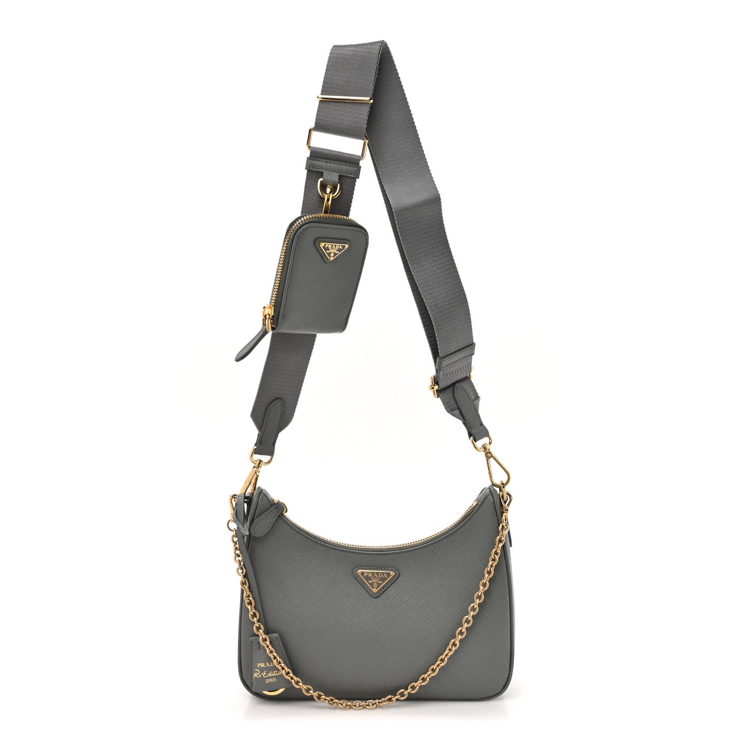 Prada Saffiano Re-Edition 2005 Shoulder Bag Ardesia 1 of 9