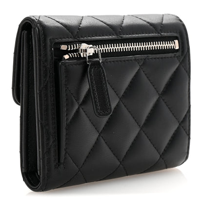 Chanel Lambskin Quilted Baguette Crystal Small Compact Wallet Black 3 of 9