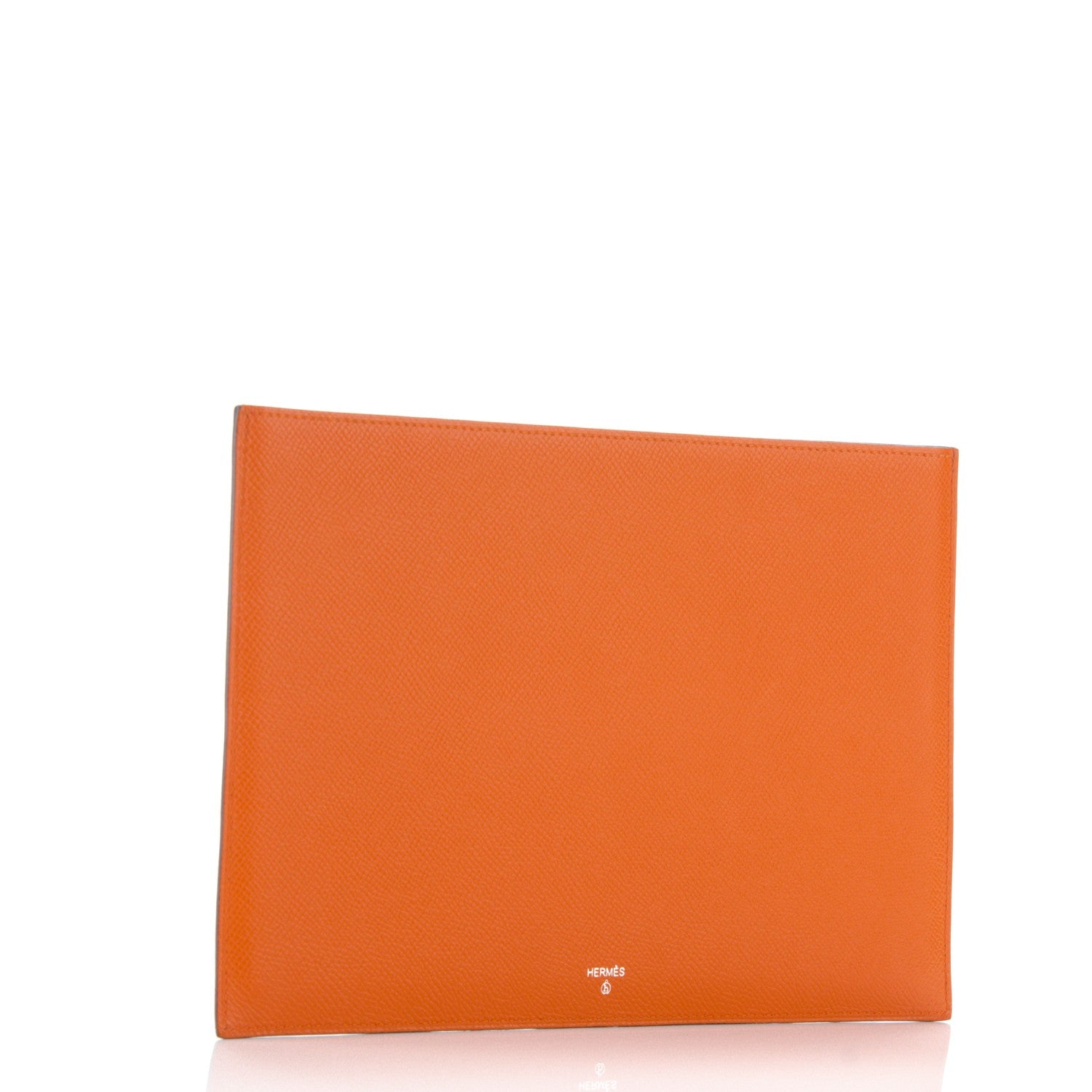 Hermes Togo Epsom Petit H Dolphin iPad Case Clutch Vert Olive Orange 3 of 8