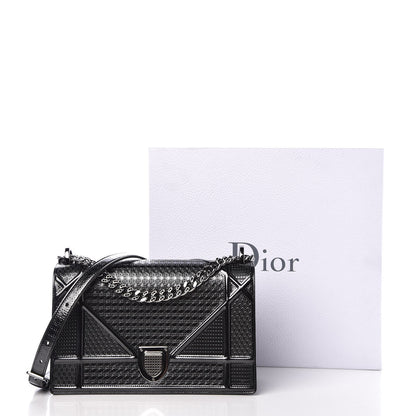 Christian Dior Metallic Patent Micro-Cannage Medium Diorama Flap Bag Graphite 8 of 8