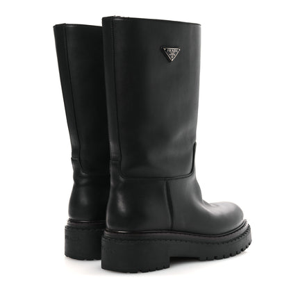 Prada Vitello Shearling Winter 2 Boots 39.5 Black 5 of 12