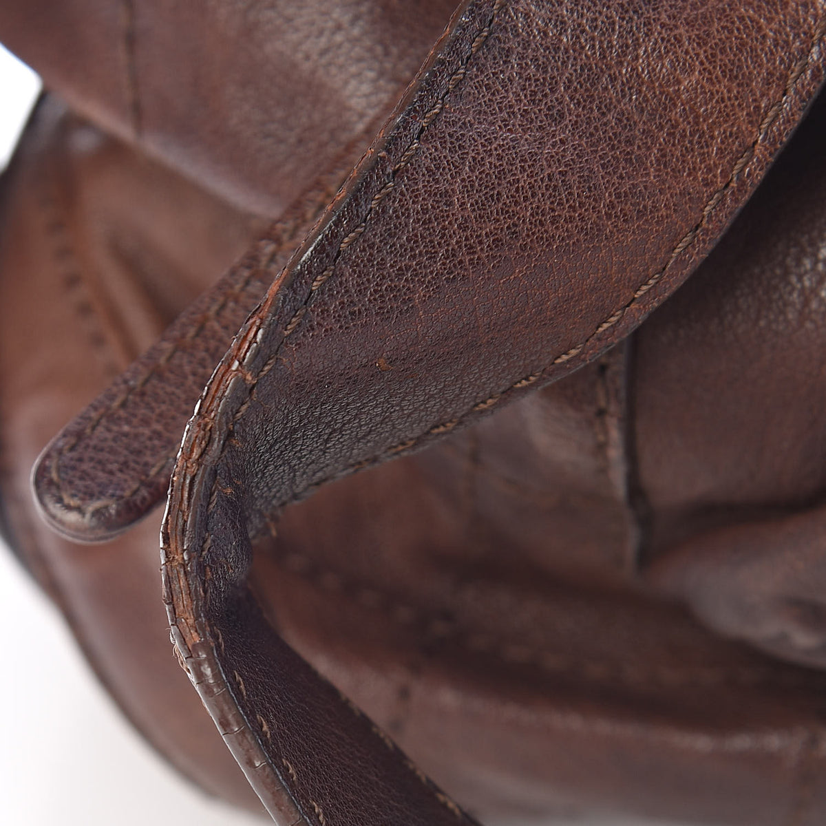 Calfskin Stitched Outdoor Ligne Bowler Brown