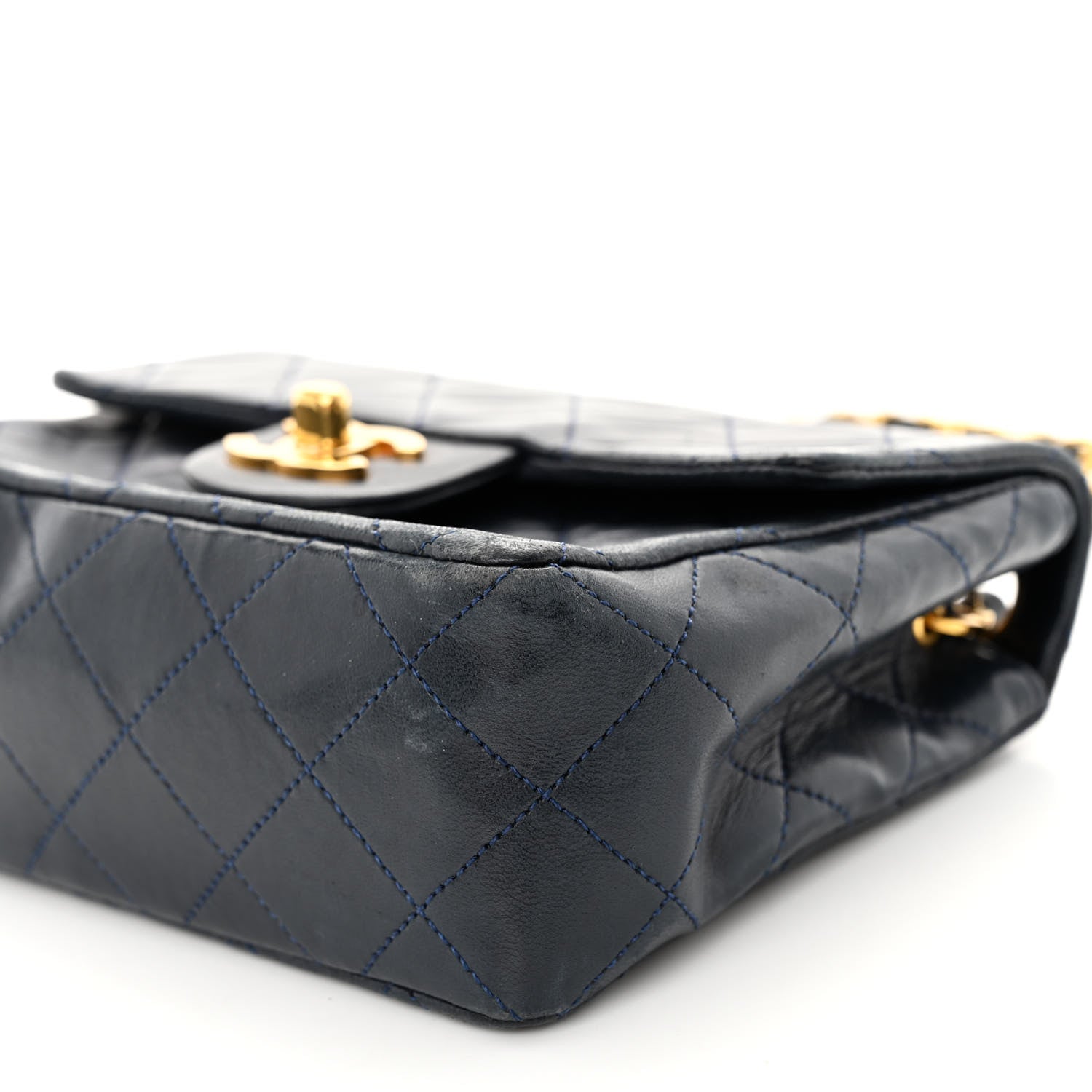 Chanel Lambskin Quilted Mini Square Flap Navy Blue 10 of 10