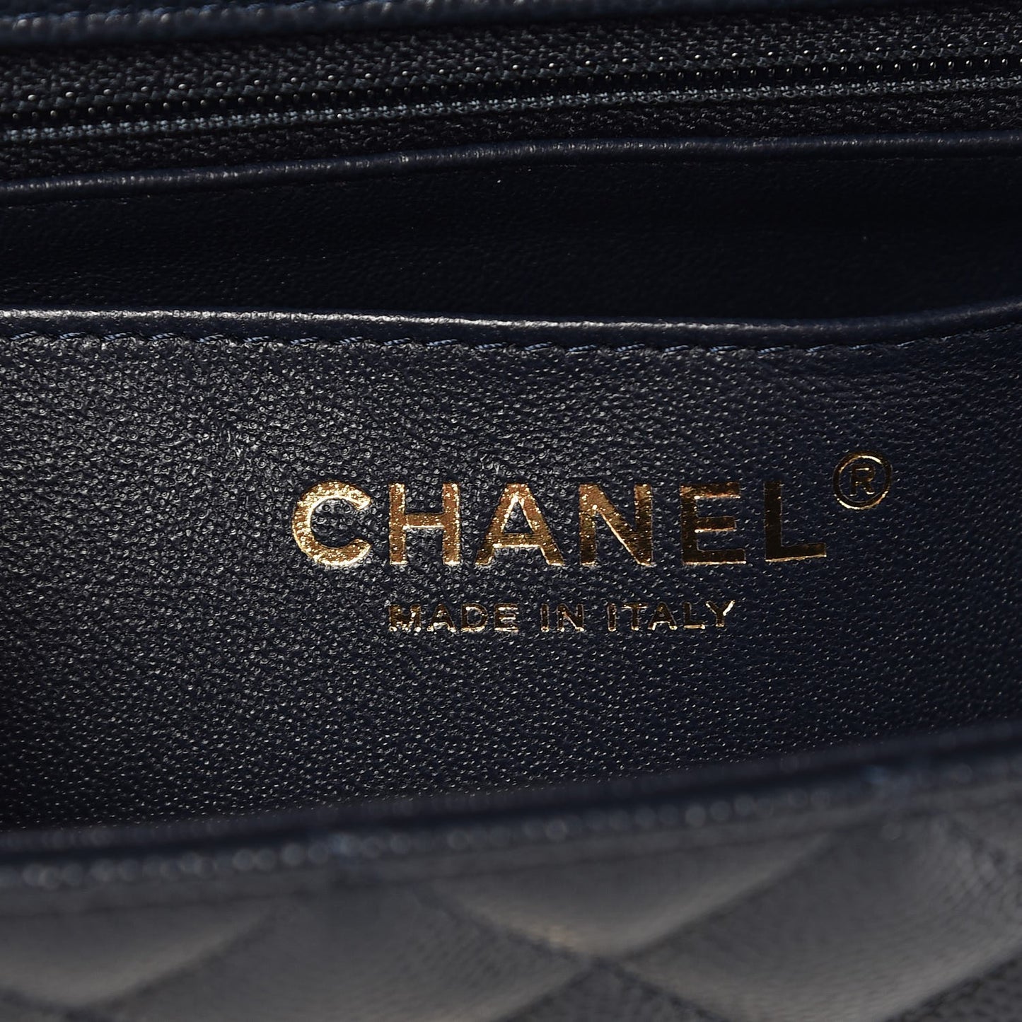 Caviar Quilted Mini Rectangular Flap Navy
