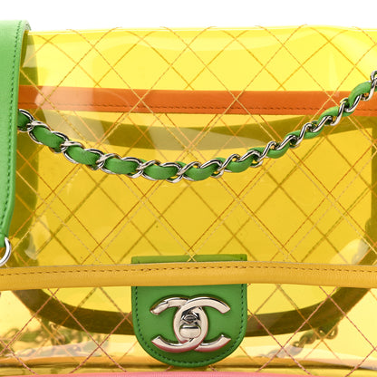 Chanel PVC Lambskin Stitched Medium Coco Splash Flap Yellow Green Pink 8 of 10