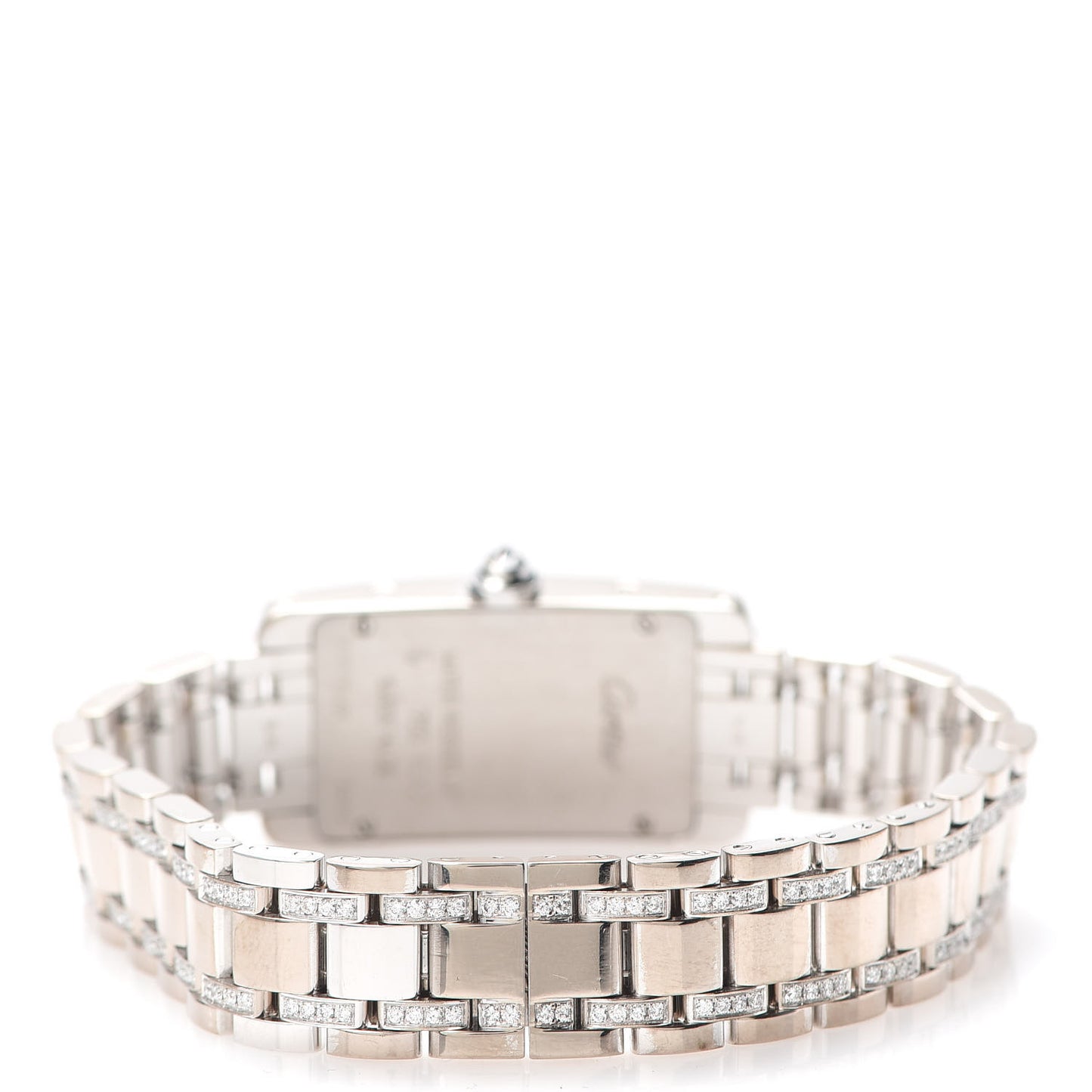 18K White Gold Diamond Bezel 19mm Tank Americaine Quartz Watch