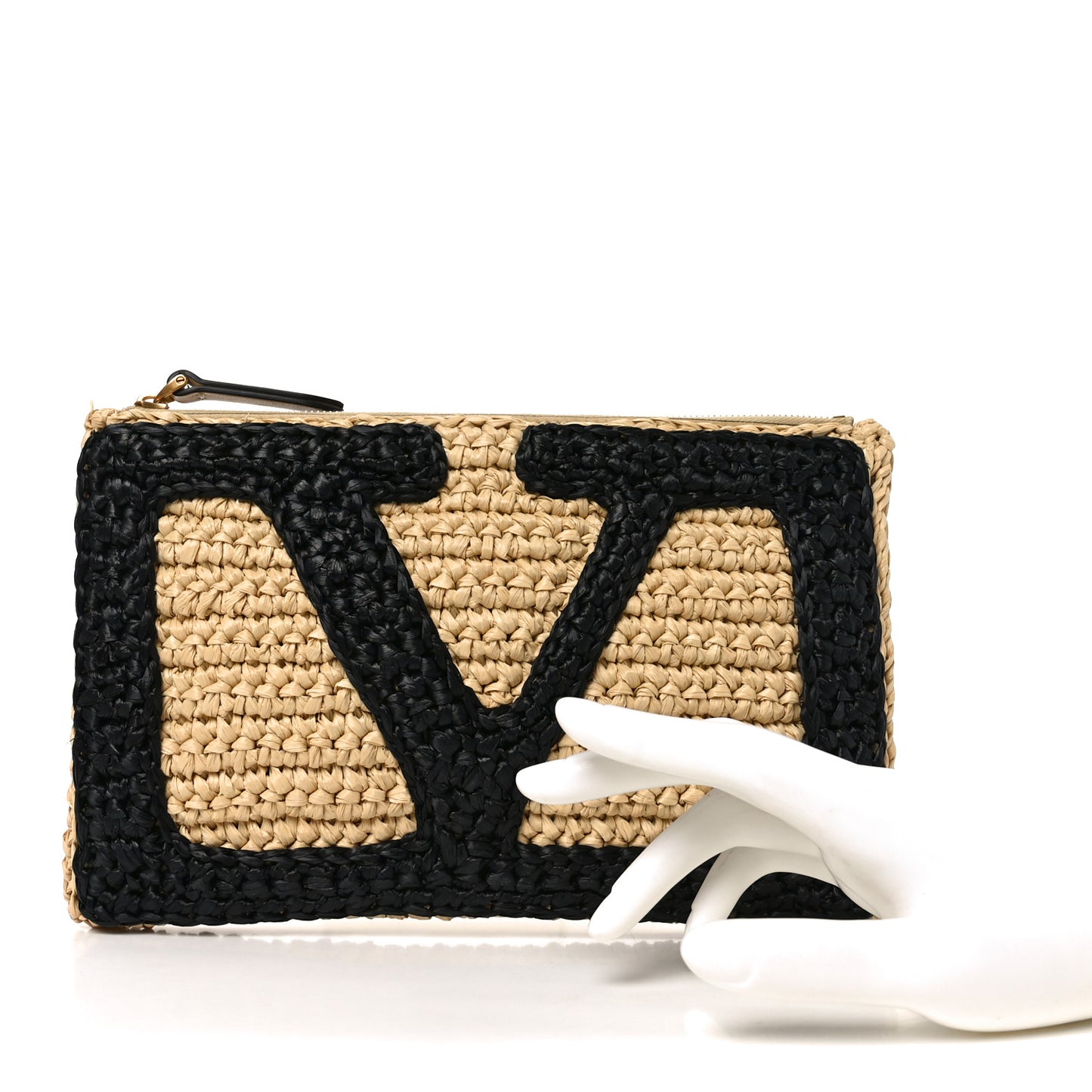 Raffia Viva Superstar Clutch Naturale Black