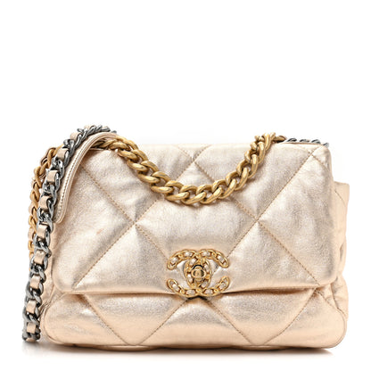 Chanel Metallic Lambskin Quilted Medium Chanel 19 Flap Gold 1 of 14