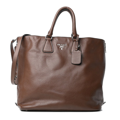 Prada Vitello Daino Side Zip Tote Tabacco 1 of 9