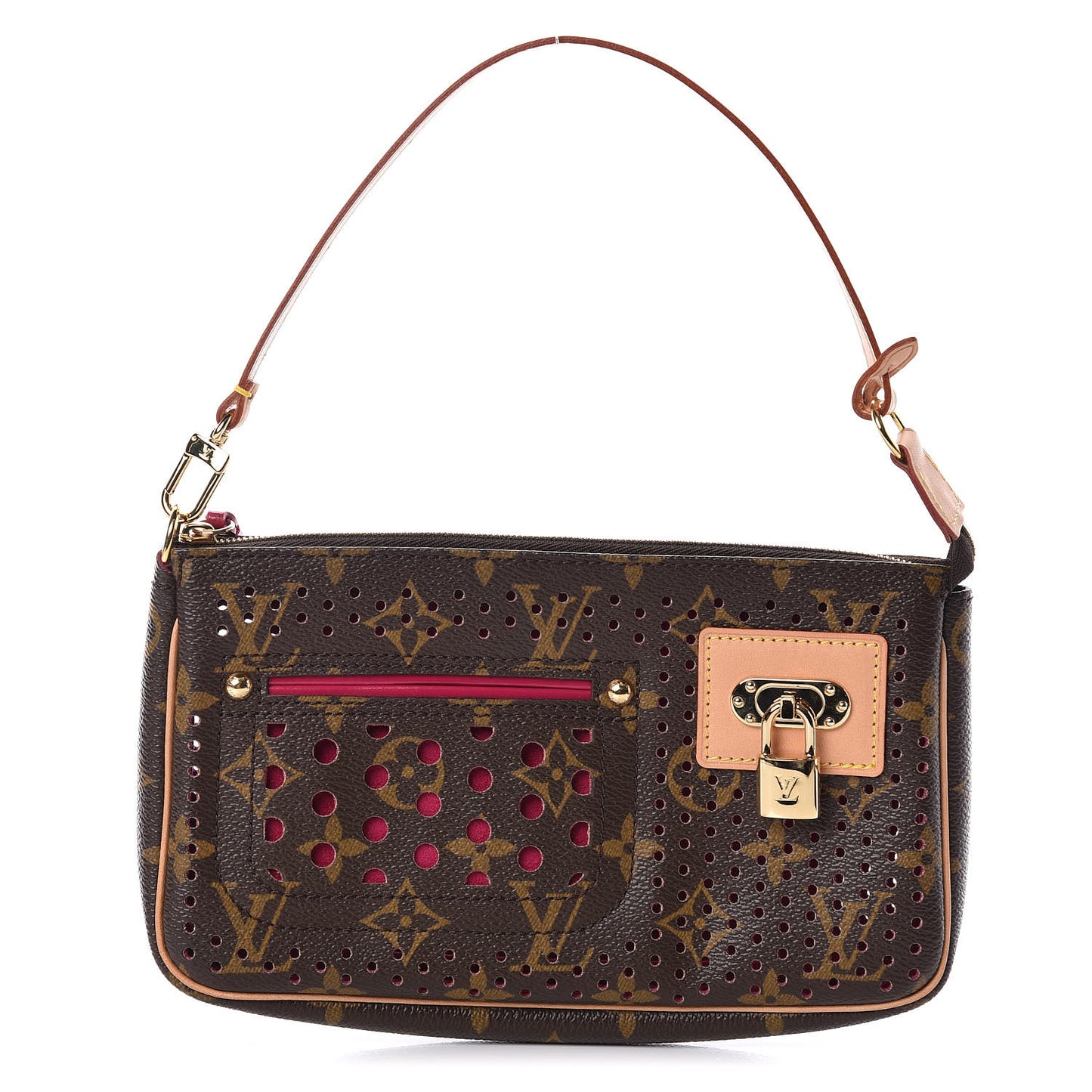 Monogram Perforated Pochette Accessories Bag Fuchsia