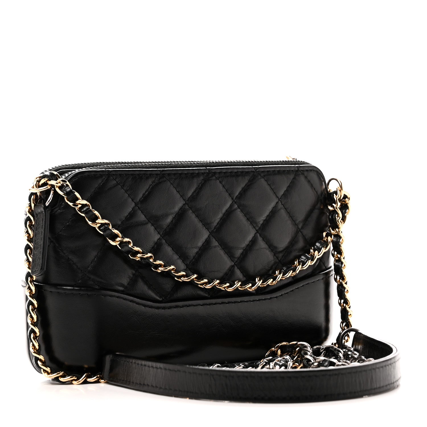 Chanel Aged Calfskin Quilted Small Gabrielle Clutch With Chain Black 3 of 13