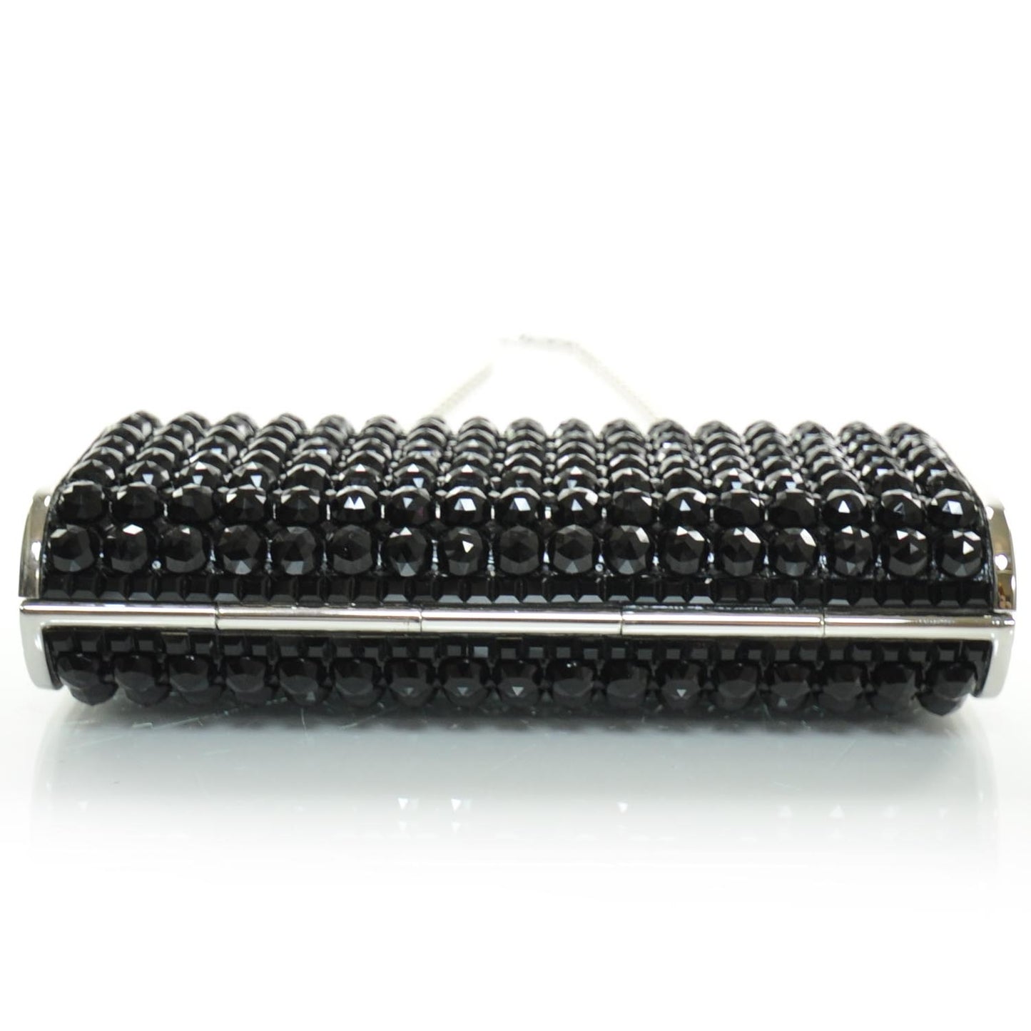 Black Austrian Crystal Studded Minaudiere Clutch