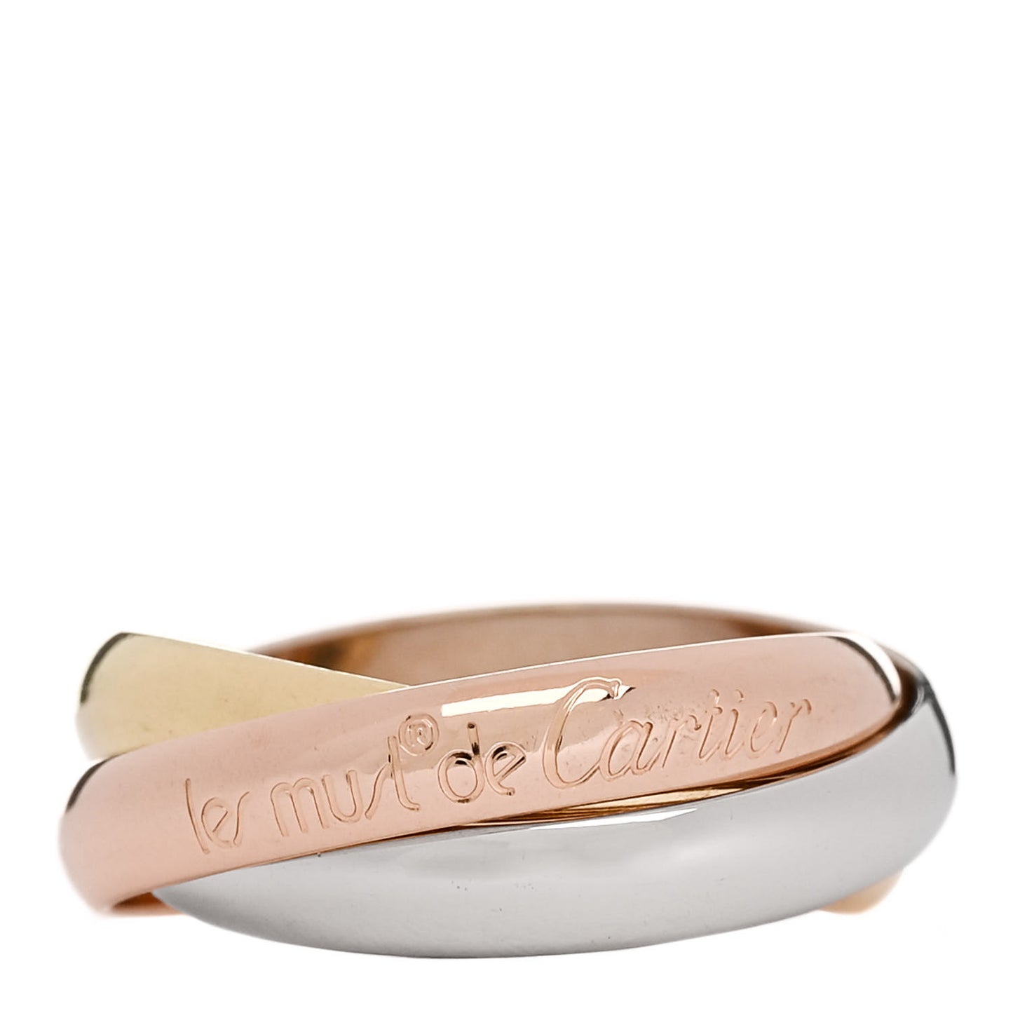 18K Pink Yellow White Gold Classic Les Must De Cartier Trinity Ring 53 6.25