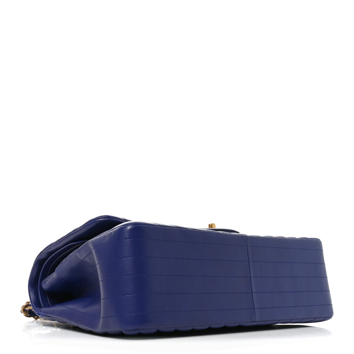 Chanel Lambskin Chevron Quilted Jumbo Double Flap Navy Blue 4 of 10
