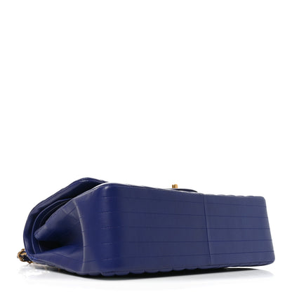 Chanel Lambskin Chevron Quilted Jumbo Double Flap Navy Blue 4 of 10