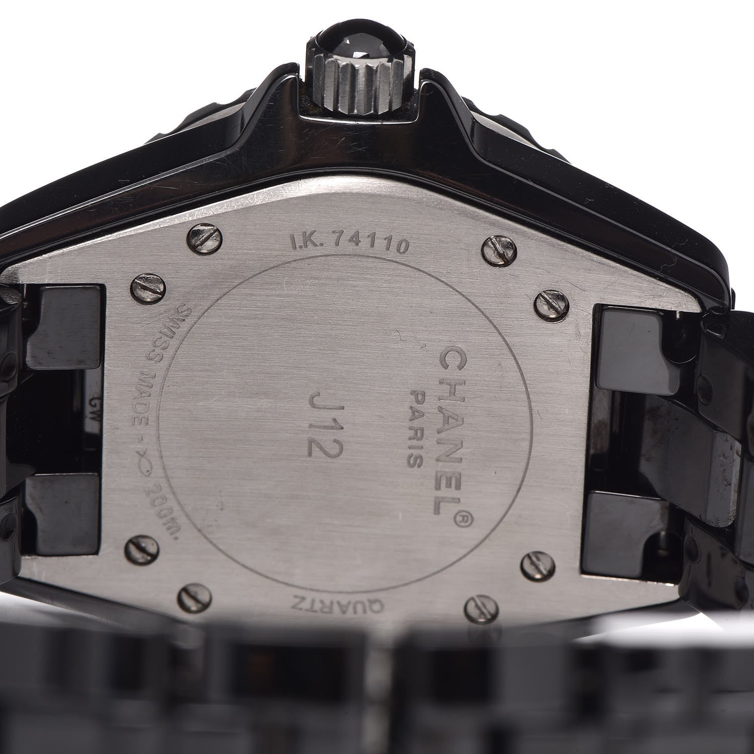 Chanel Stainless Steel Ceramic Diamond 33mm J12 Quartz Watch Black 6 of 6
