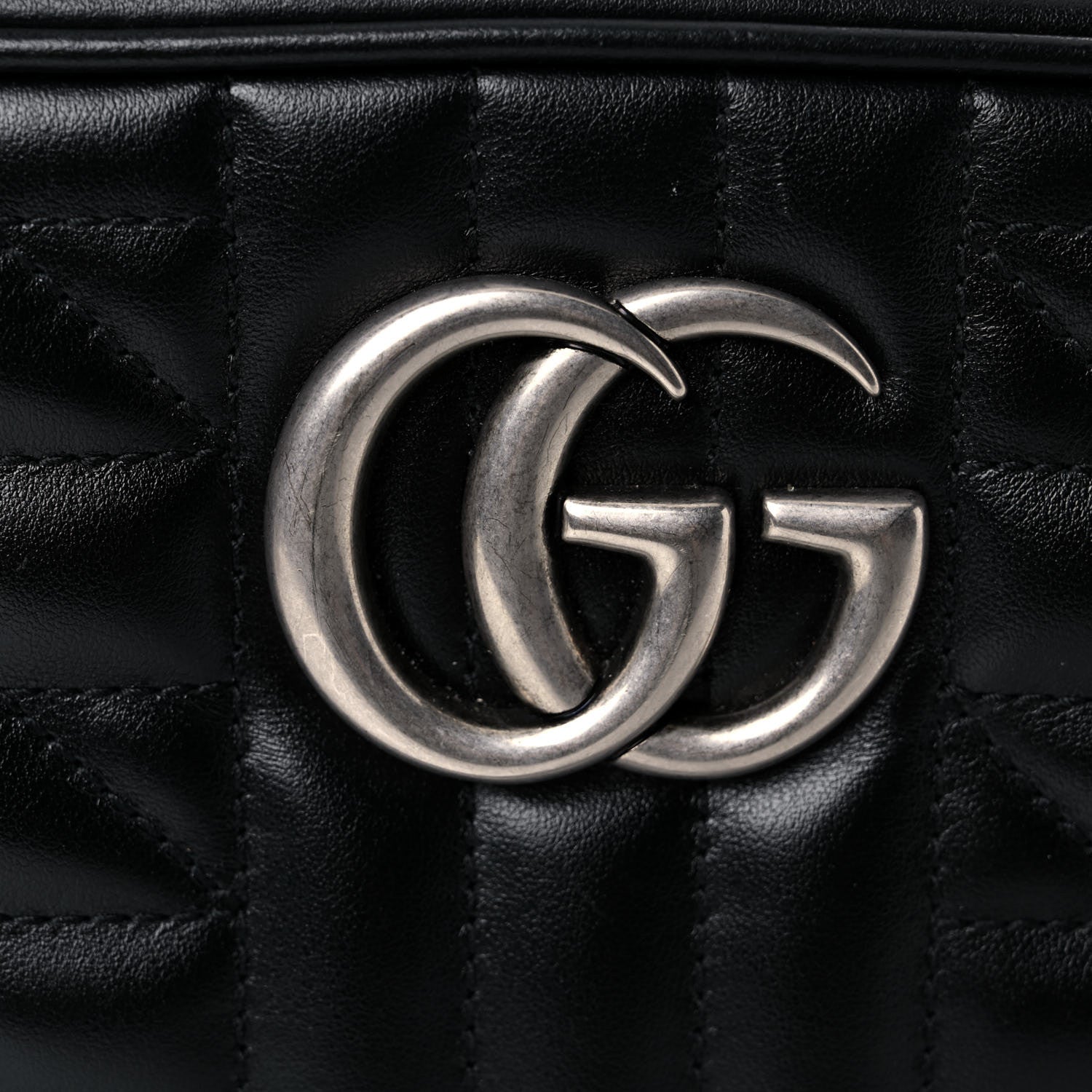 Gucci Calfskin Matelasse Aria Small GG Marmont Chain Shoulder Bag Black 8 of 13