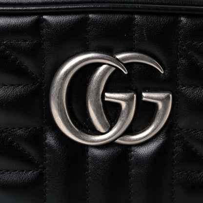 Gucci Calfskin Matelasse Aria Small GG Marmont Chain Shoulder Bag Black 8 of 13