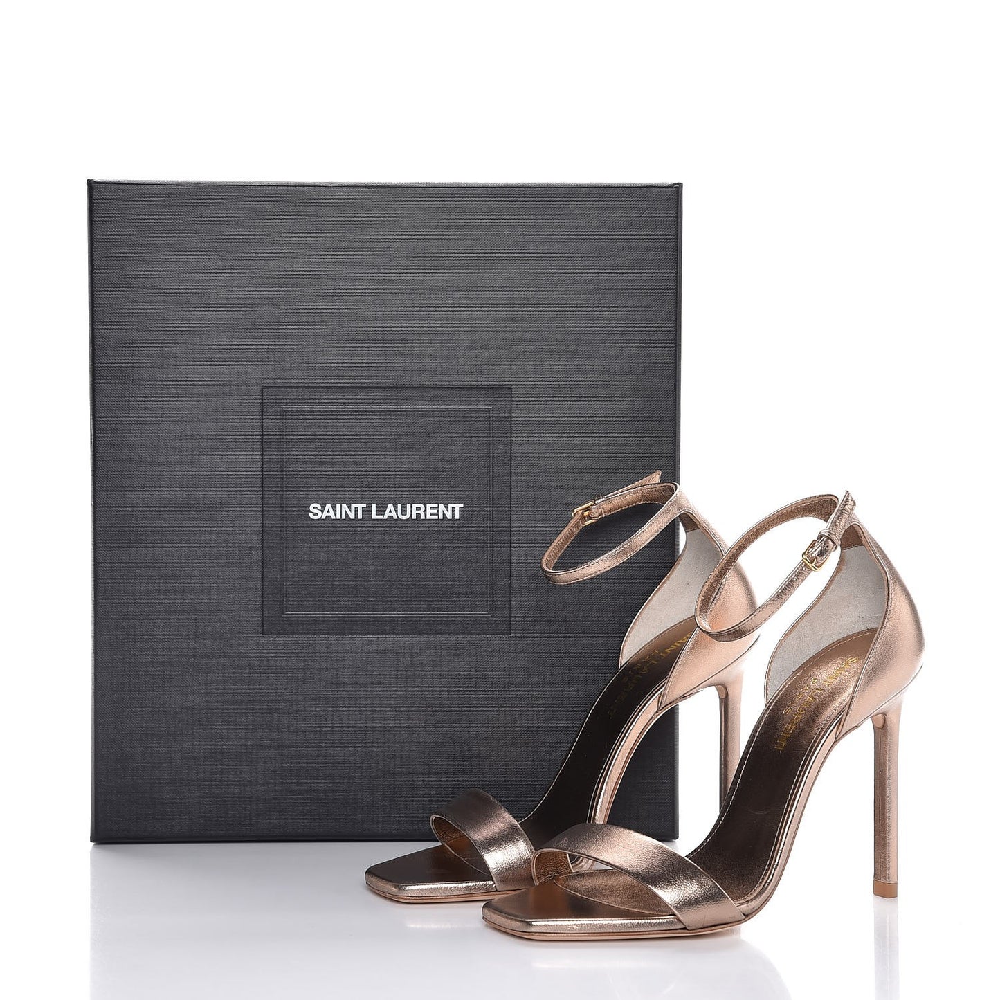 Metallic Lambskin Amber 105 Ankle Strap Sandals 35 Rose Gold