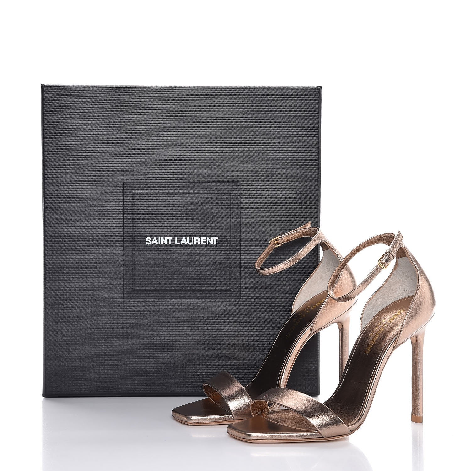 Saint Laurent Metallic Lambskin Amber 105 Ankle Strap Sandals 35 Rose Gold 8 of 8