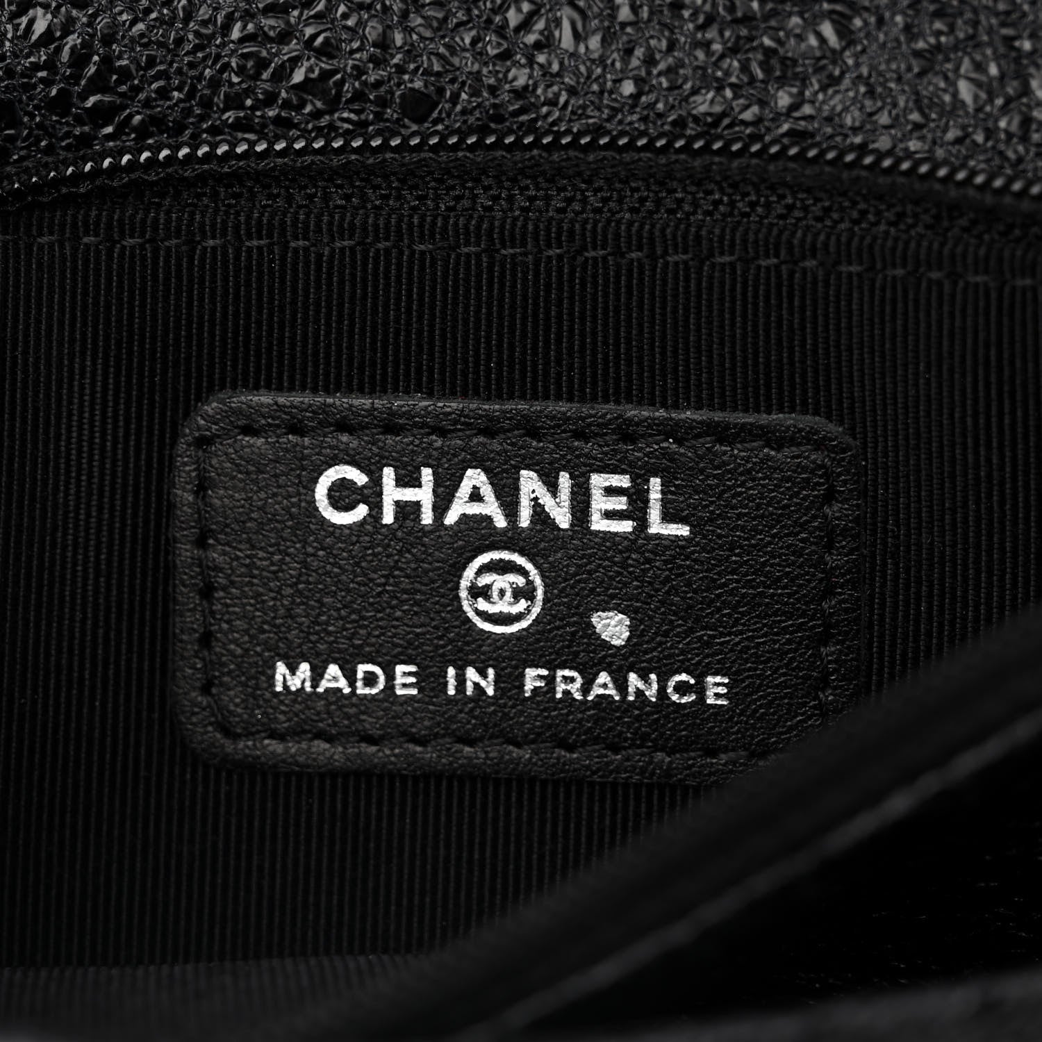 Chanel Crackled Calfskin Wallet On Chain WOC Black 6 of 12