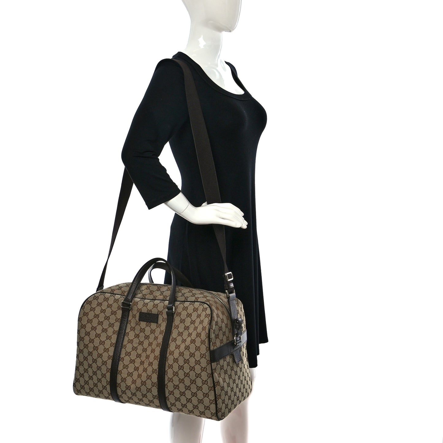 Monogram Dollar Calfskin Boston Duffle Bag Beige Ebony Testa di Moro Marrone Scuro