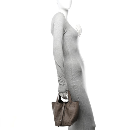 Hermes Ostrich Picotin Lock 18 Gris Tourterelle 2 of 13