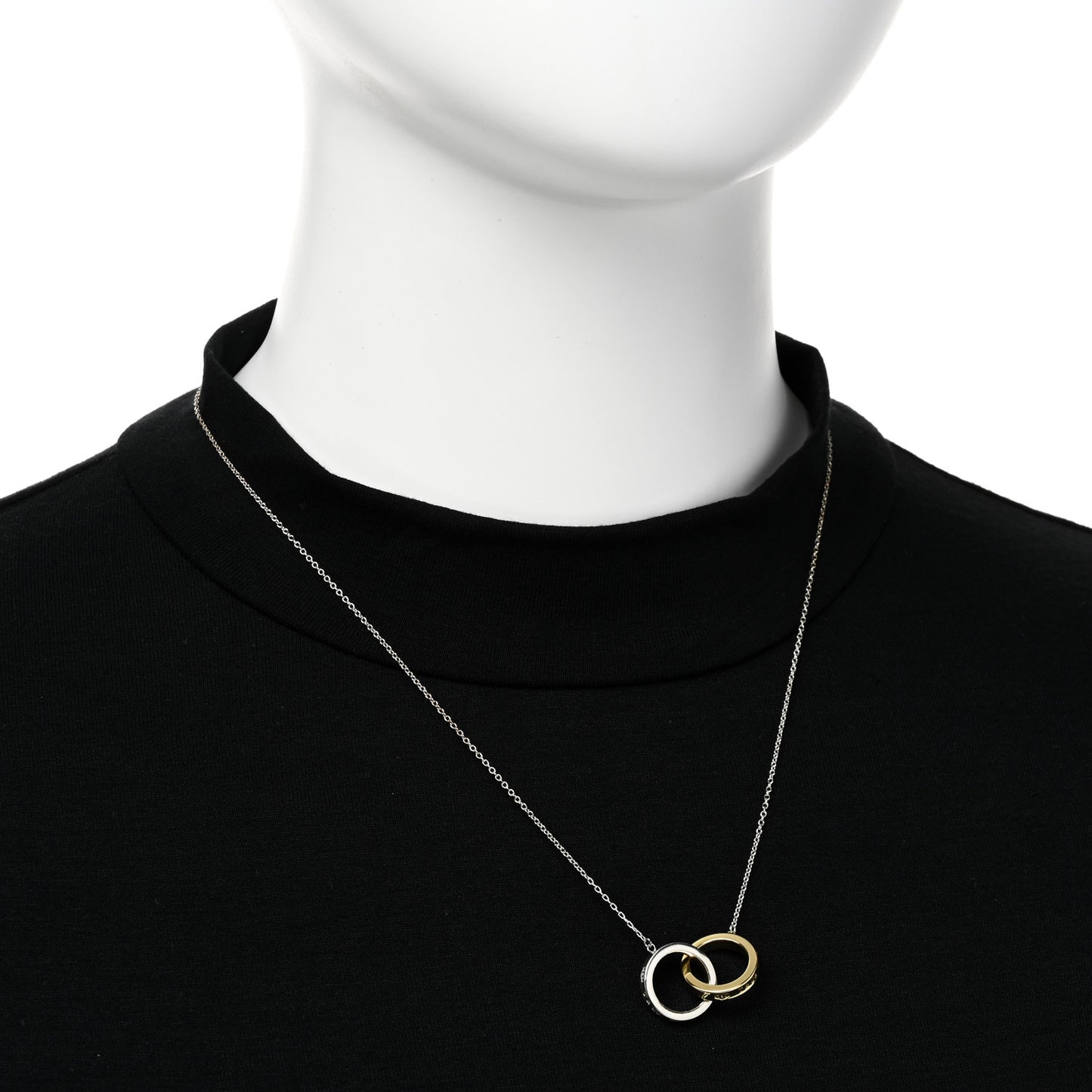 Sterling Silver 18K Yellow Gold 1837 Interlocking Circles Pendant Necklace