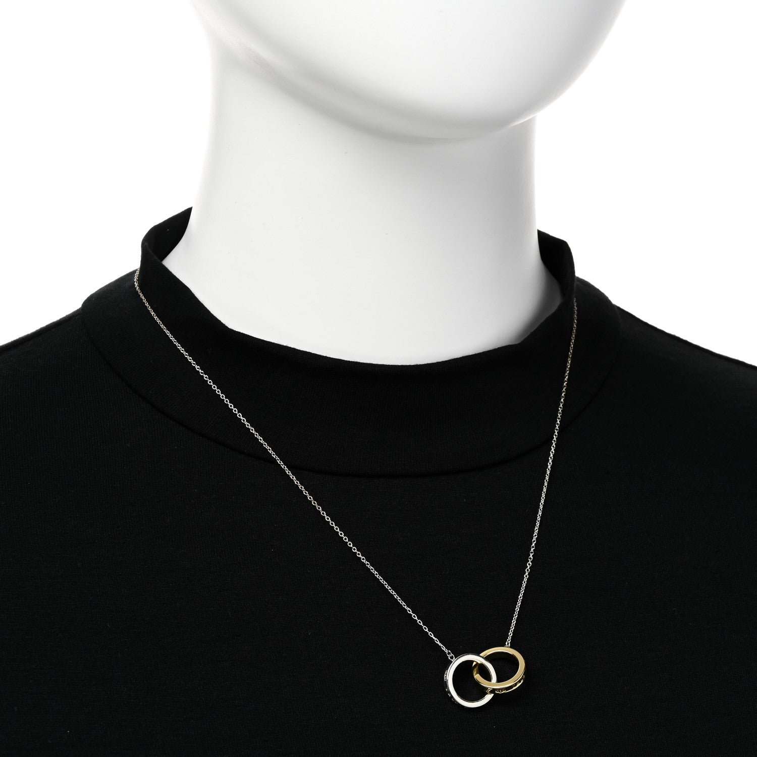 Tiffany Sterling Silver 18K Yellow Gold 1837 Interlocking Circles Pendant Necklace 2 of 5