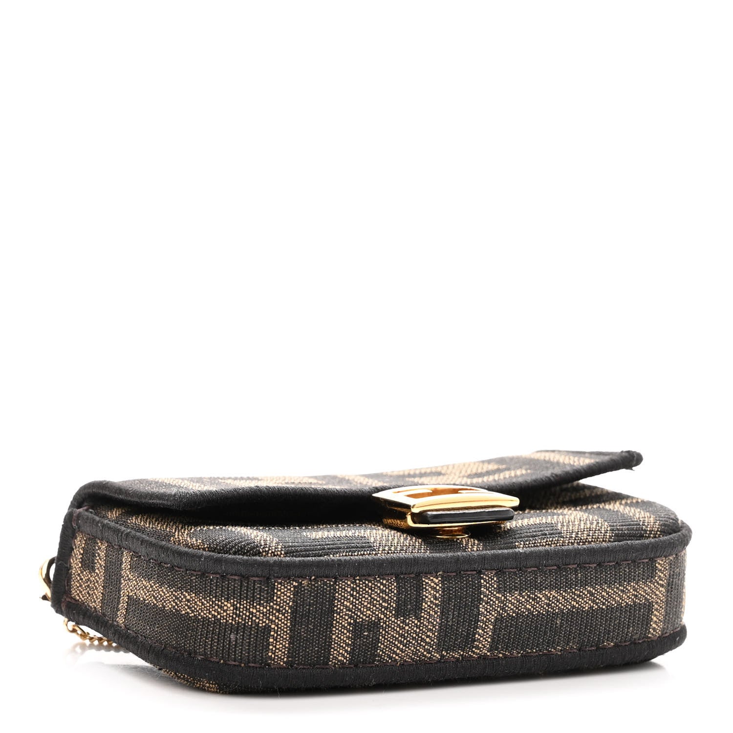 Fendi Fabric Jacquard FF 1974 Nano Baguette Charm Tobacco Moro Black 4 of 10