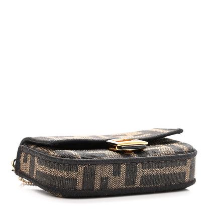 Fendi Fabric Jacquard FF 1974 Nano Baguette Charm Tobacco Moro Black 4 of 10