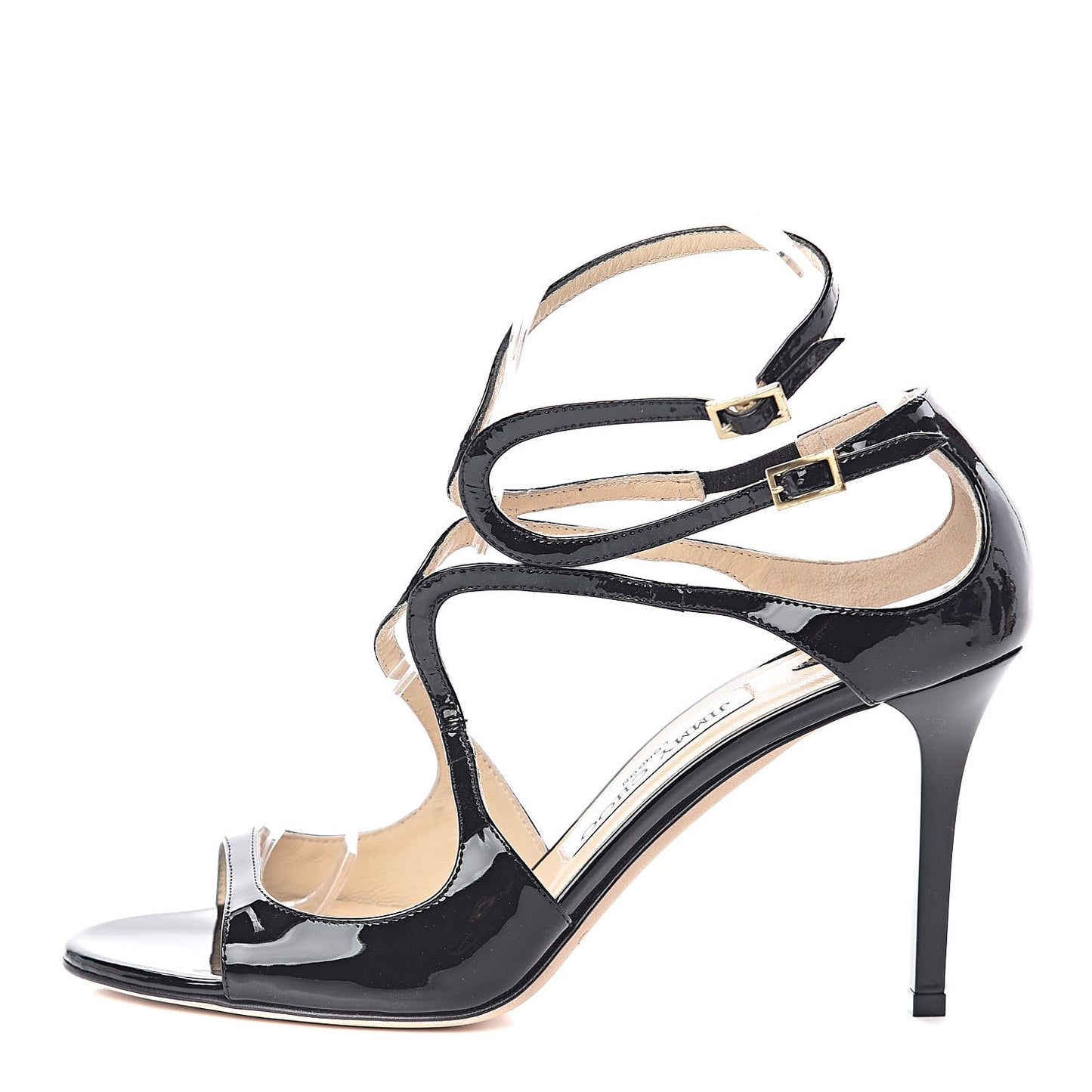 Patent Calfskin Lang Sandals 38 Black