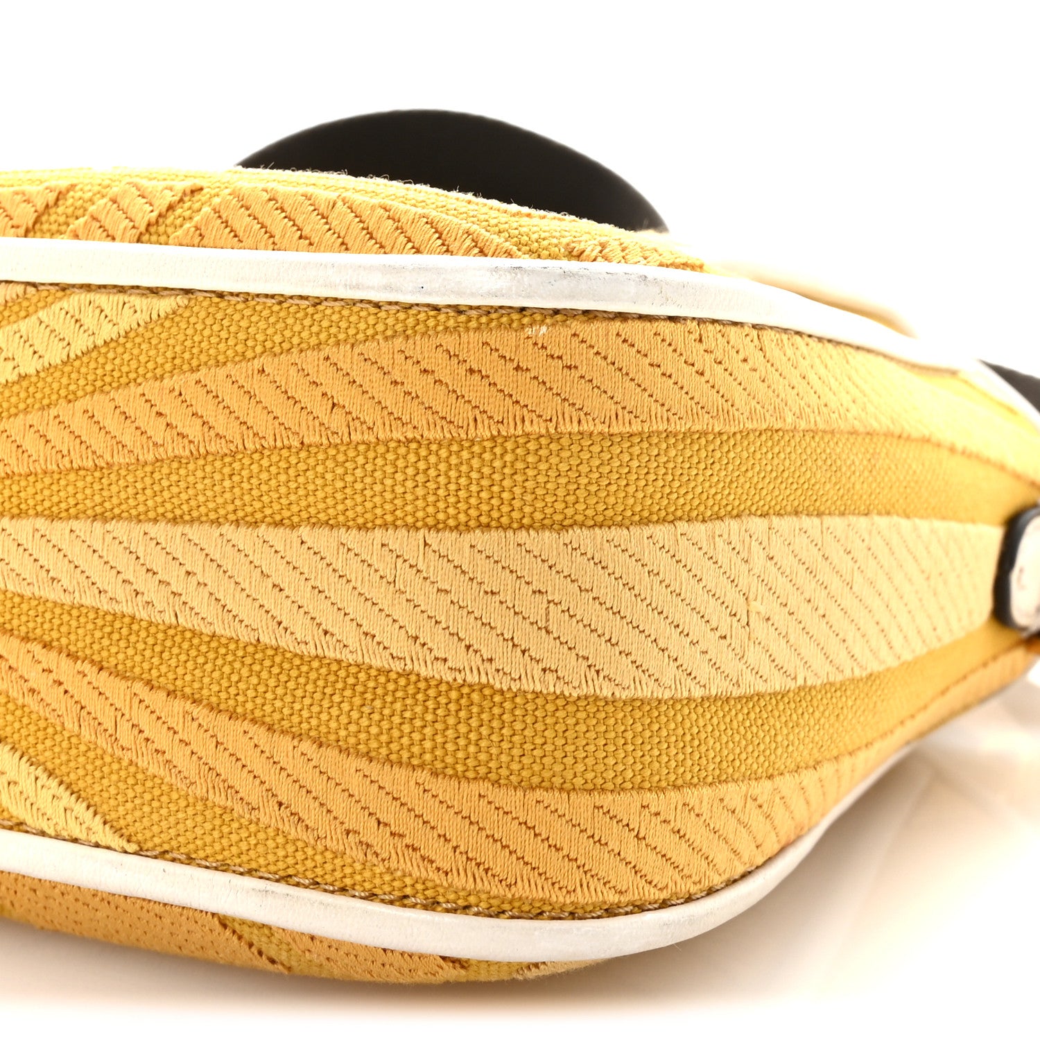 Fendi X SARA COLEMAN Canvas Vitello King Seta FF Fish Eye Embroidered Baguette Mostarda White Ice 9 of 9