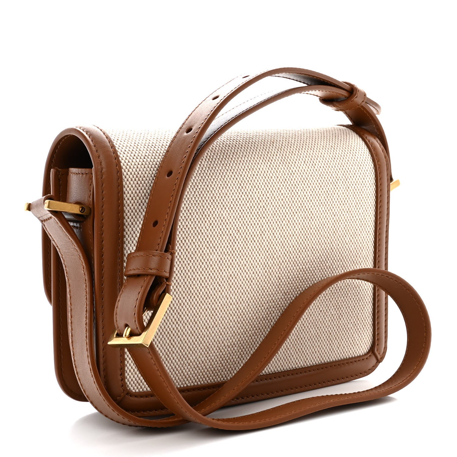 Saint Laurent Canvas Calfskin Small Solferino Satchel Beige Brick 3 of 11