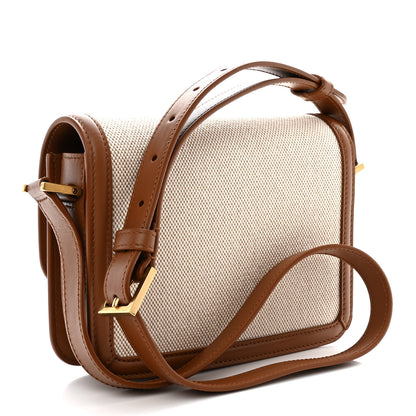 Saint Laurent Canvas Calfskin Small Solferino Satchel Beige Brick 3 of 11