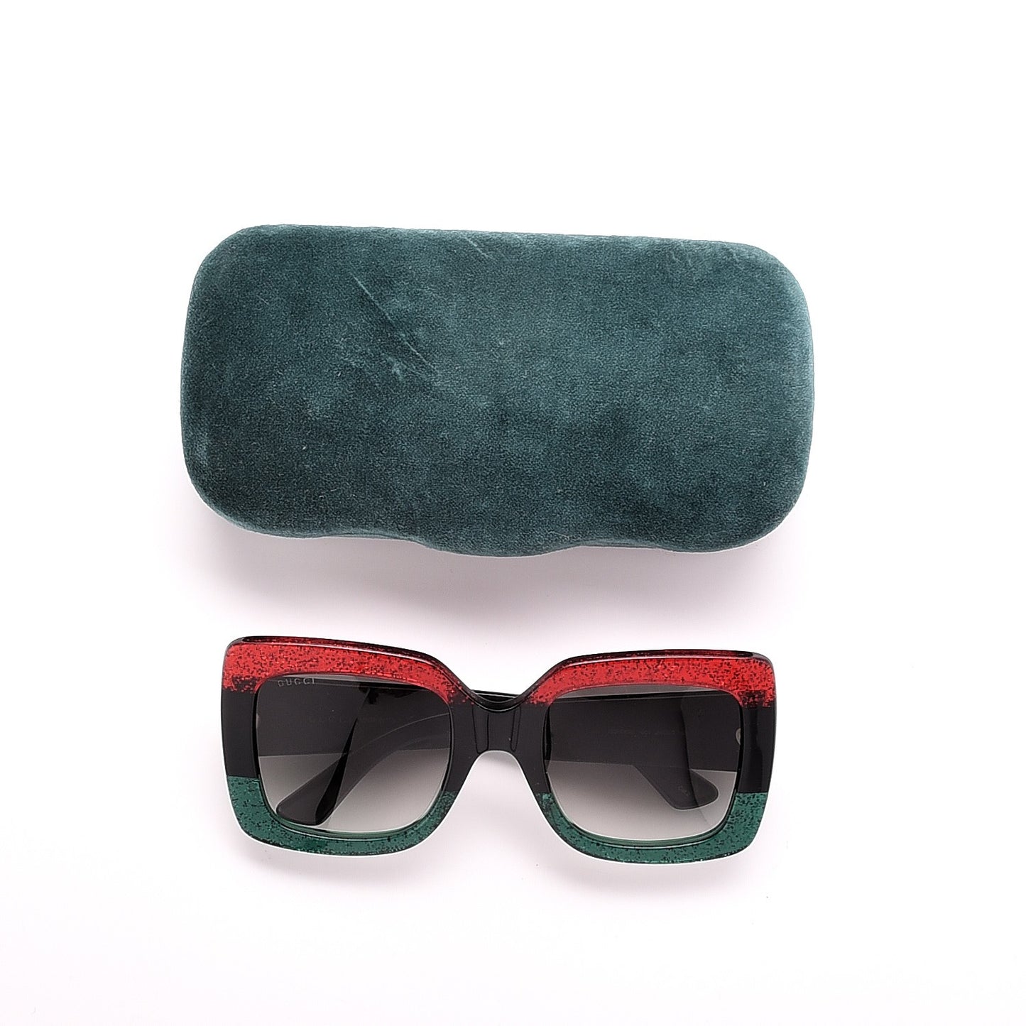 Square Frame GG0083S Sunglasses Glitter Red Black Green