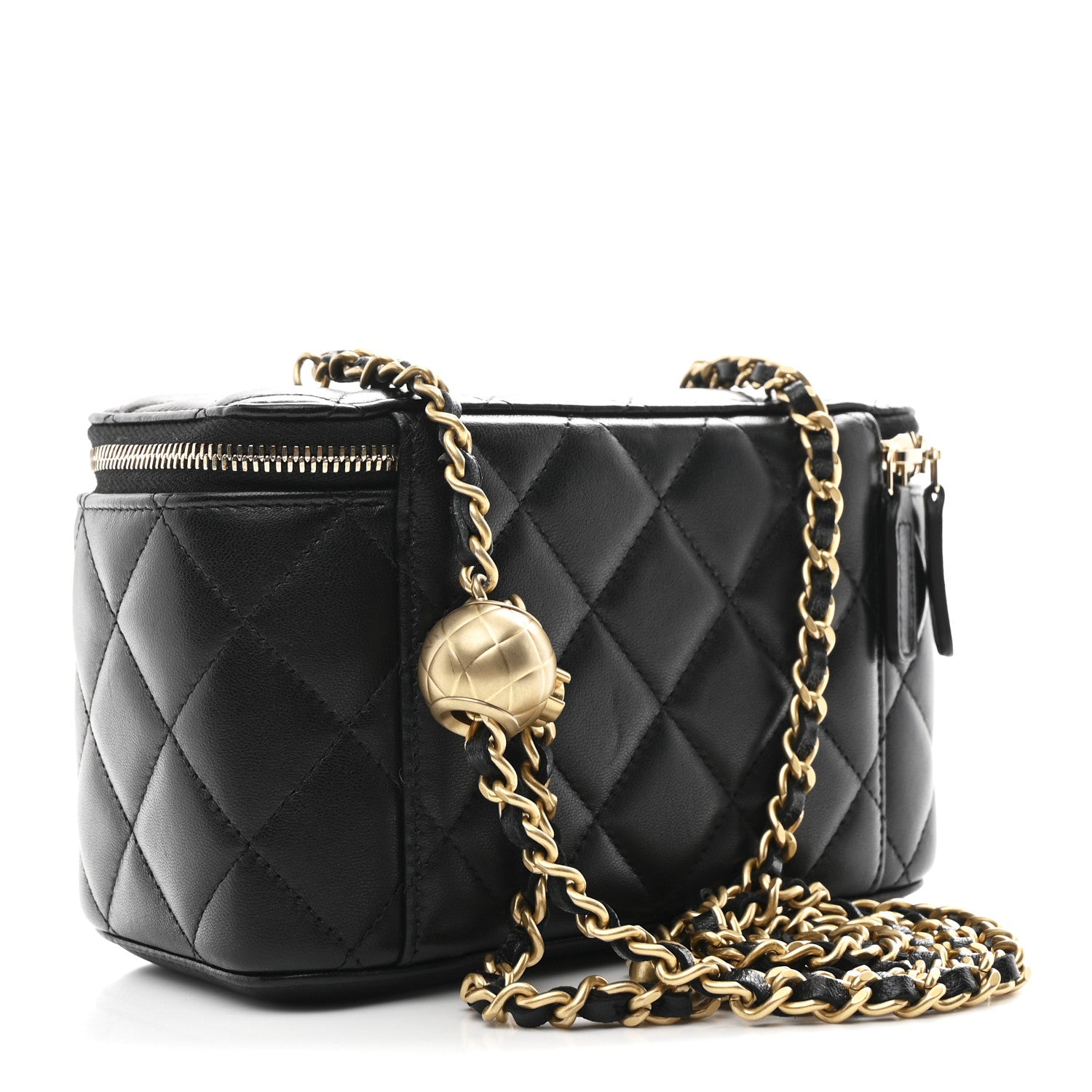 Chanel Lambskin Quilted Pearl Crush Small Vanity Case With Chain Black 3 of 11