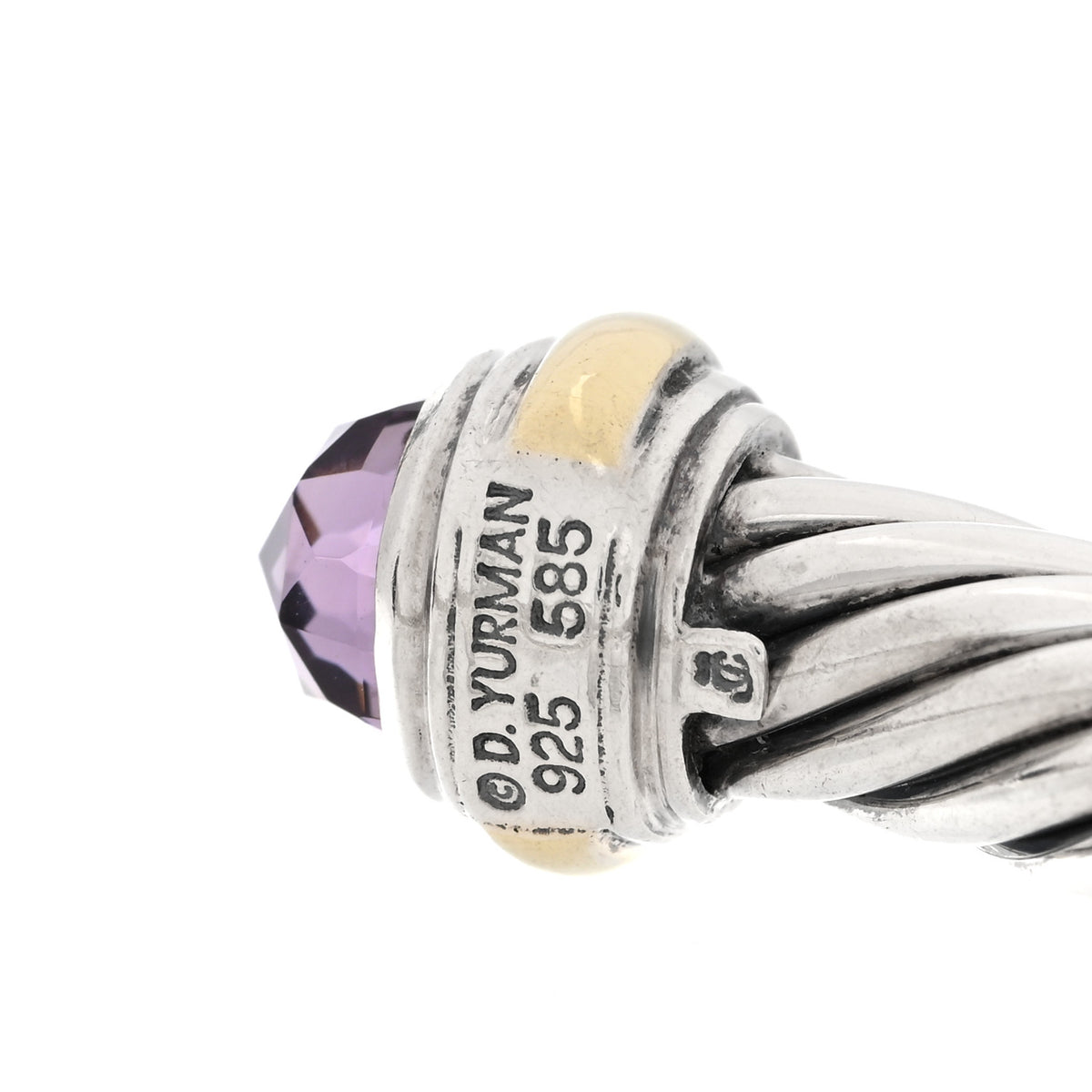 Sterling Silver 14K Yellow Gold Amethyst 7mm Cable Classics Bracelet