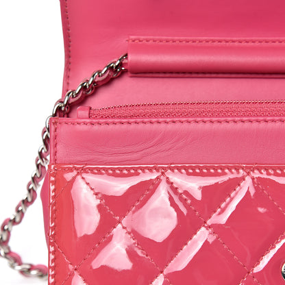 Chanel Patent Quilted Wallet On Chain WOC Fuchsia 12 of 14