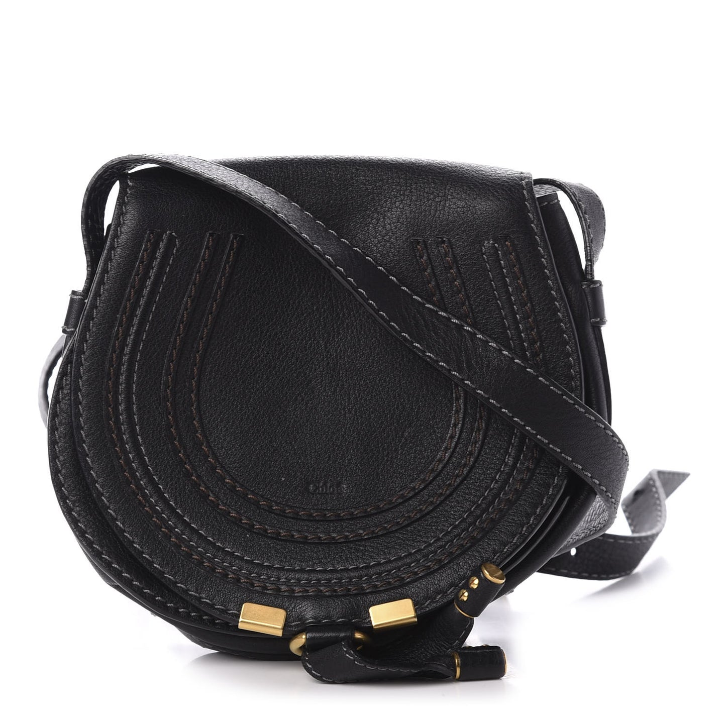 Calfskin Mini Marcie Round Crossbody Bag Black