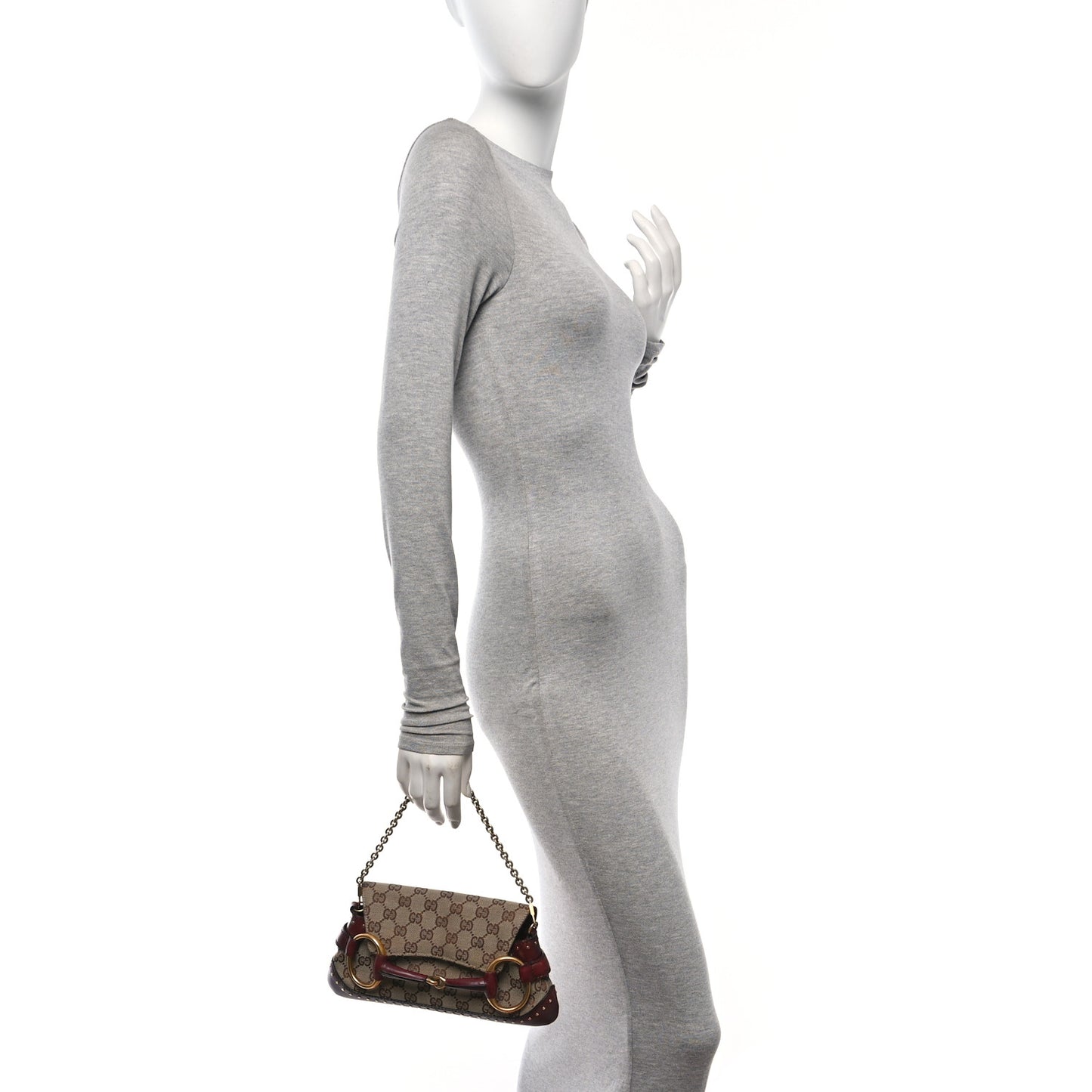 Monogram Studded Small Horsebit Clutch Bordeaux