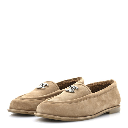 Chanel Suede Calfskin CC Loafers 41 Dark Beige 4 of 9