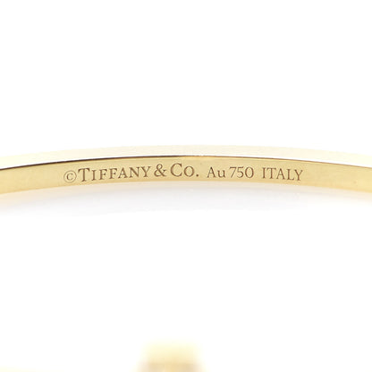 Tiffany 18K Yellow Gold Diamond T Hinged Wire Bangle Bracelet 6 of 7