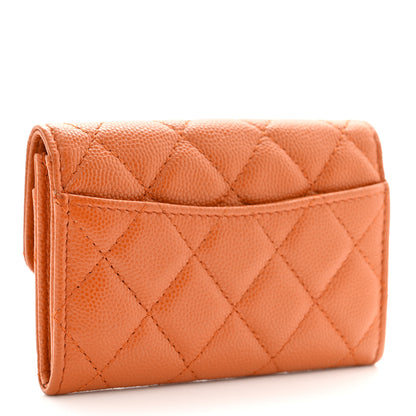 Chanel Caviar Quilted Flap Card Holder Wallet Light Brown 3 of 9