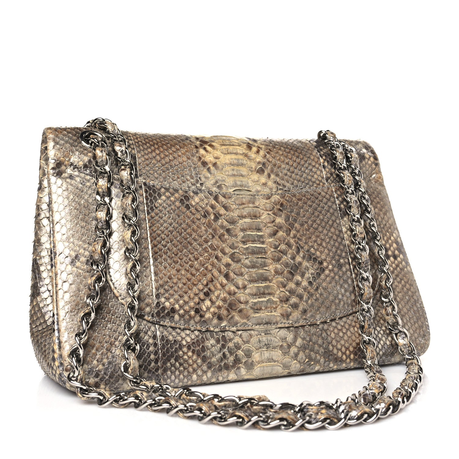 Chanel Snakeskin Jumbo Double Flap Light Beige Multicolor 4 of 10